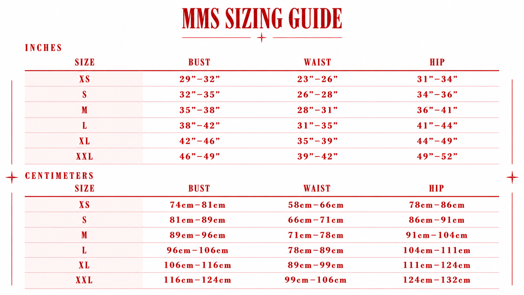 Sizing Guide