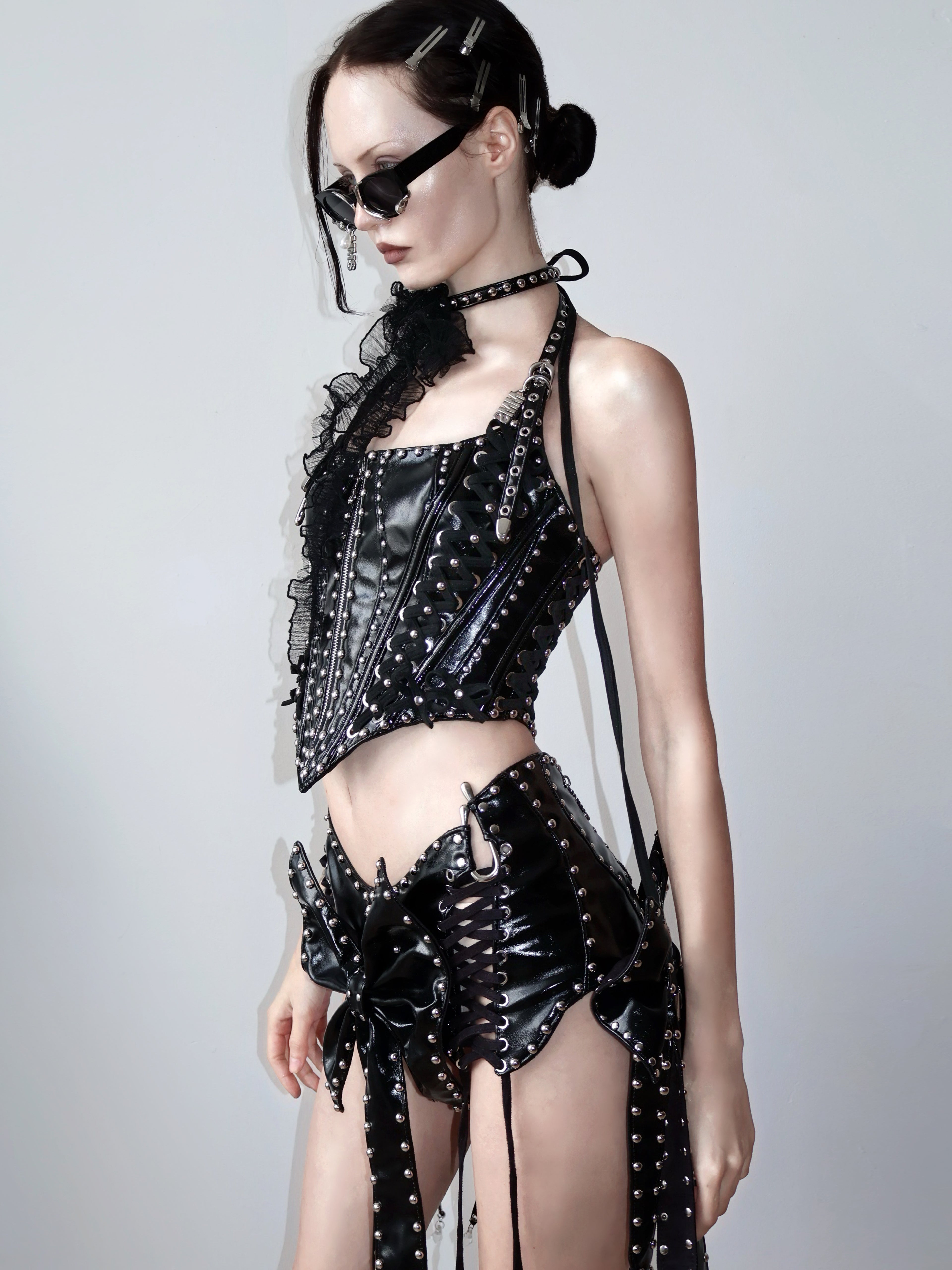 MMS 'The Shattered Hour' LACE UP HALTER CORSET TOP