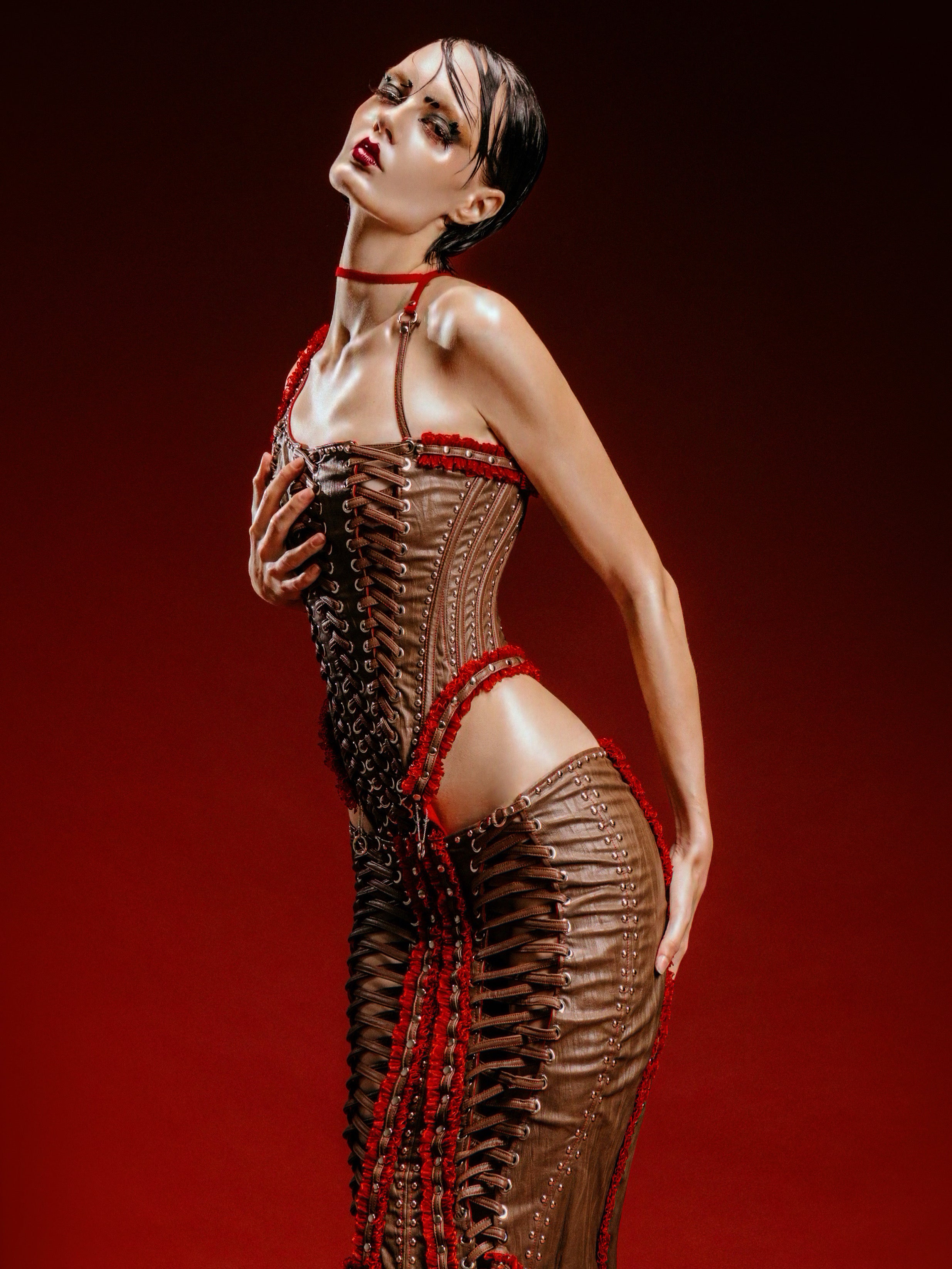 MMS 'Crimson Thorn' MERMAID CEREMONIAL CORSET BODYSUIT