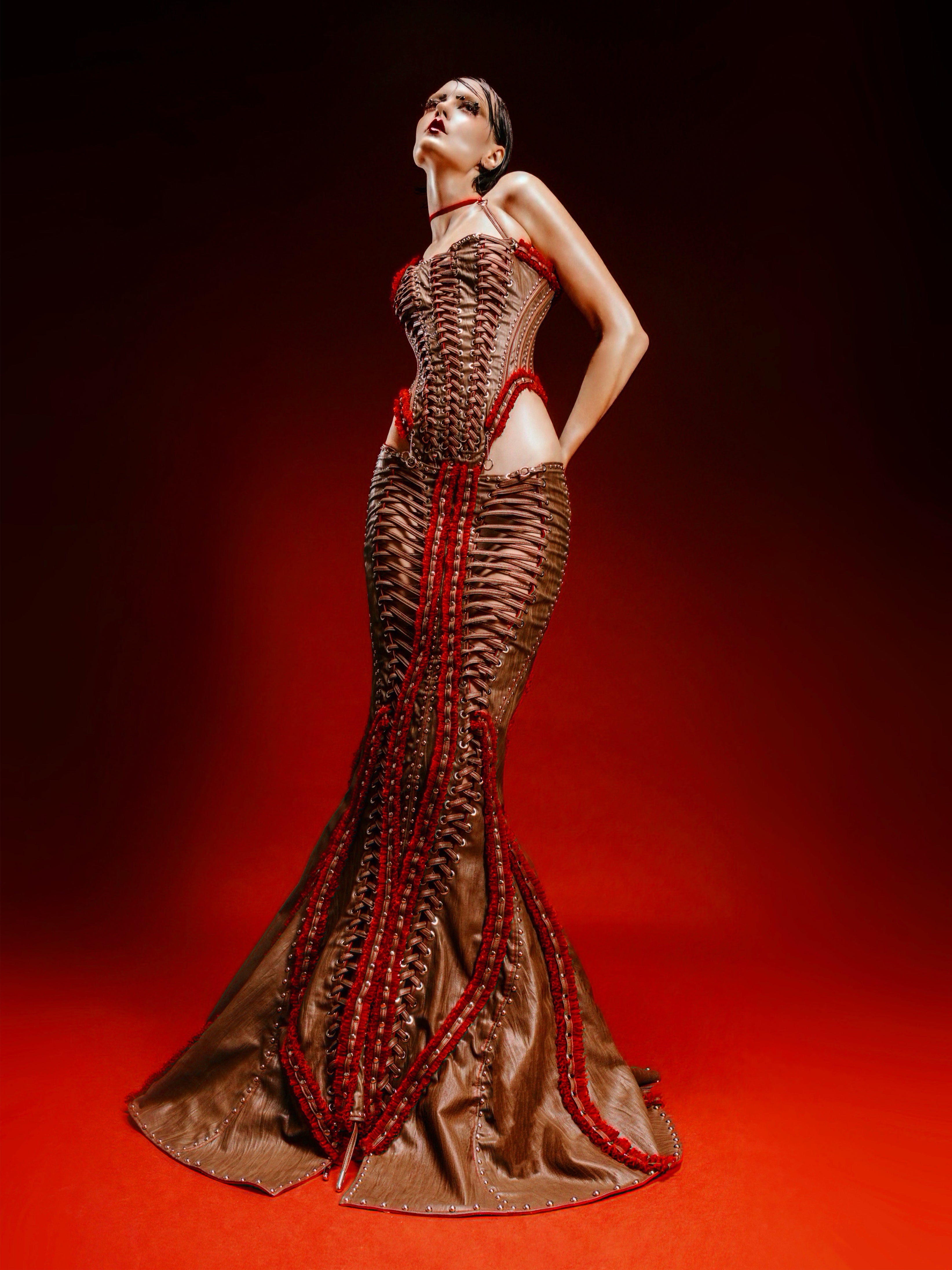 MMS 'Crimson Thorn' MERMAID CEREMONIAL CORSET BODYSUIT