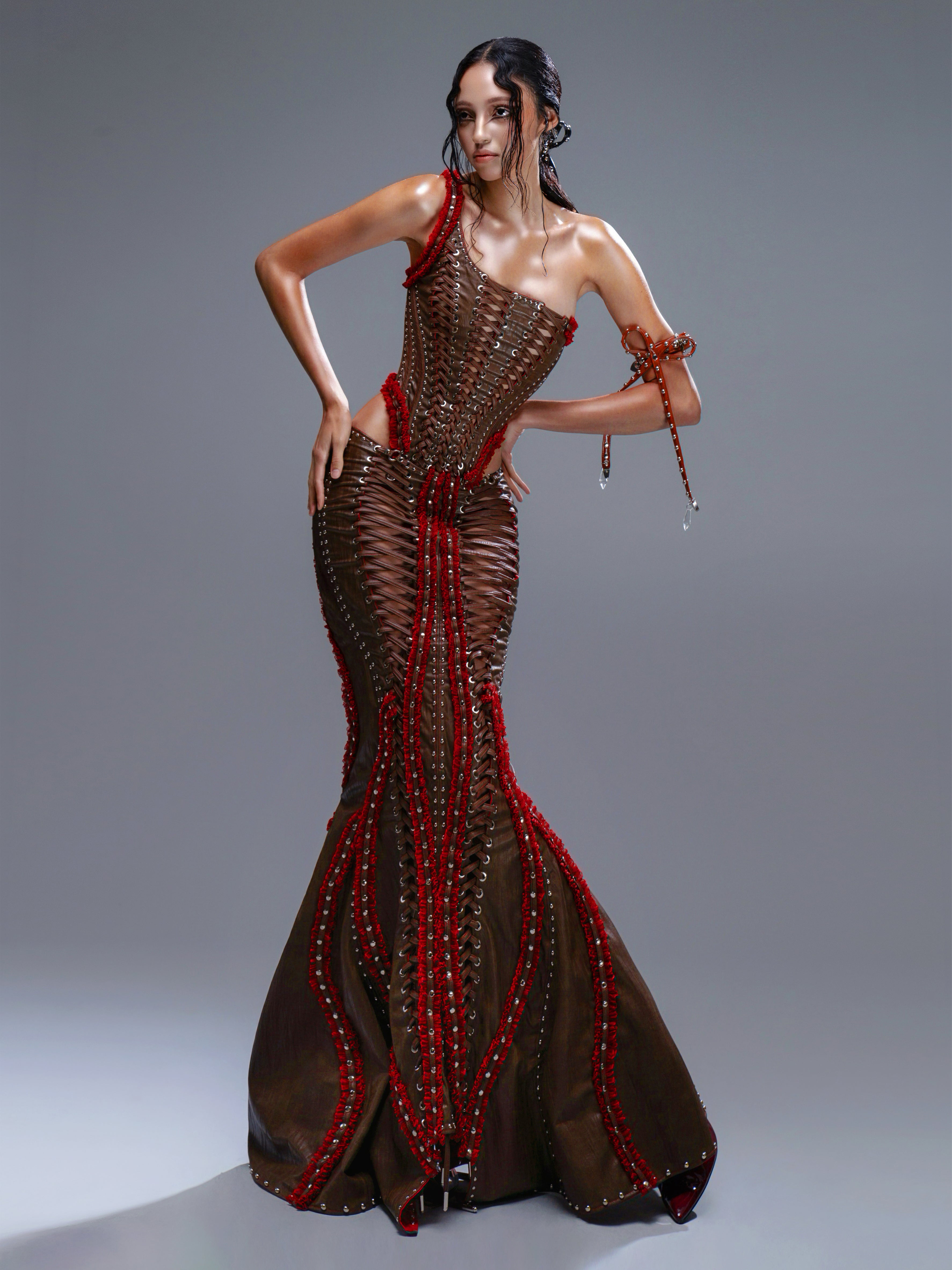 MMS 'Crimson Thorn' MERMAID CEREMONIAL CORSET BODYSUIT