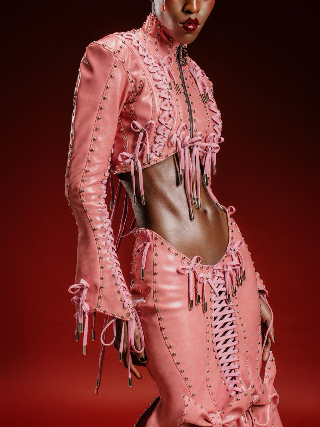 MMS ’of rose, of dust’  LACE UP CROPPED JACKET