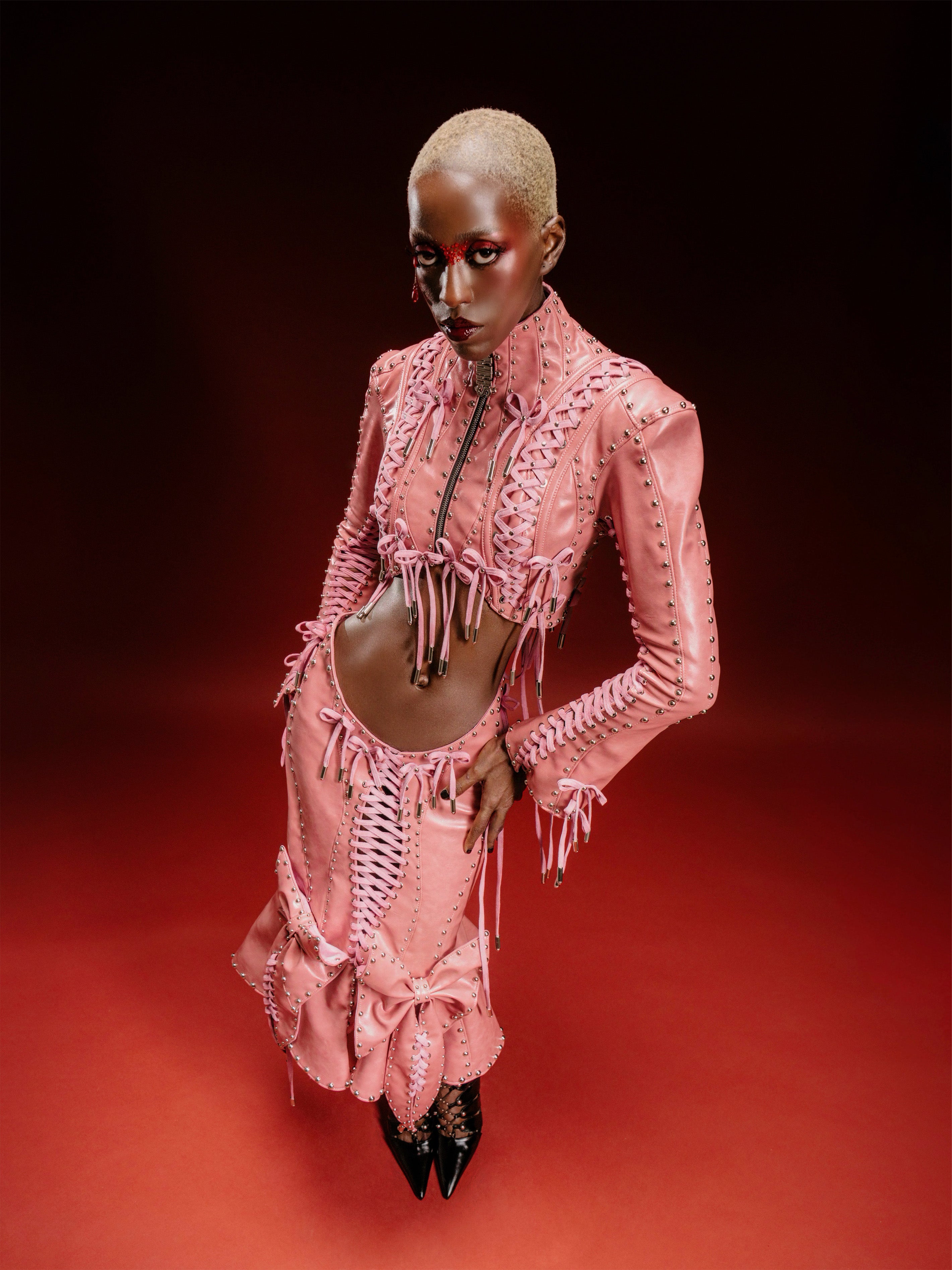 MMS ’of rose, of dust’  LACE UP CROPPED JACKET